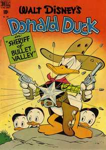 [Four Color #199: Walt Disney’s Donald Duck in Sheriff of Bullet Valley front cover]