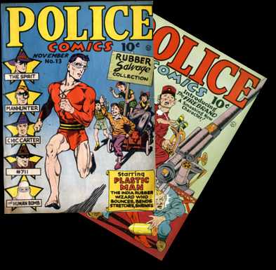 [Police Comics stack]